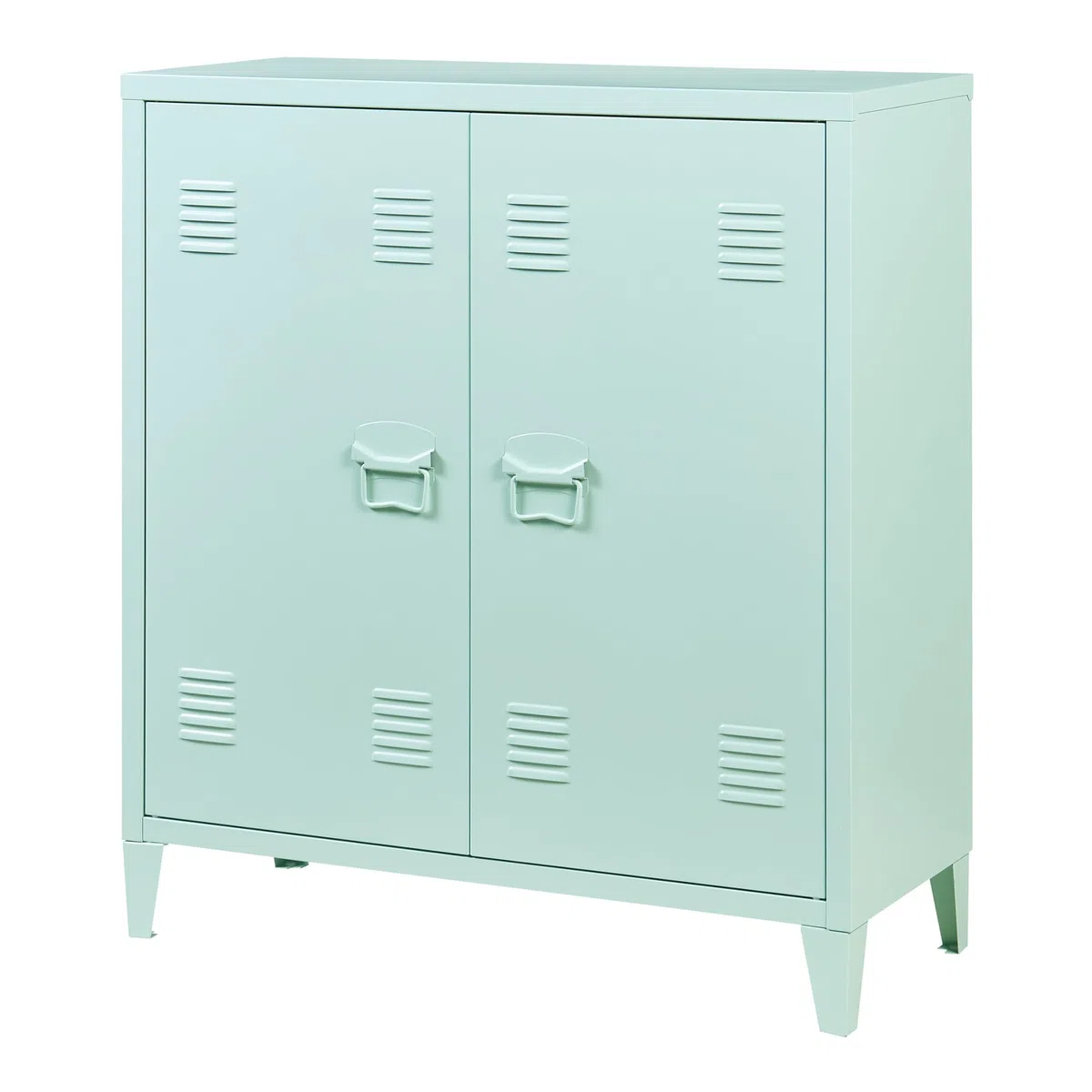 [en.casa] Casier de Bureau Métallique Armoire à 2 Portes Meuble de Rangement pour Bureau Atelier Chambre Acier Laminé à Froid 90 x 80 x 33 cm Vert Pastel Mat
