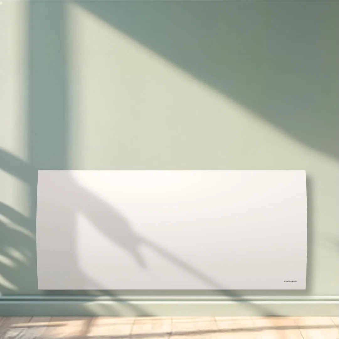 THOMSON - Radiateur électrique fixe à inertie sèche céramique avec thermostat interchangeable 2000W THOMSON CLEO horizontal blanc
