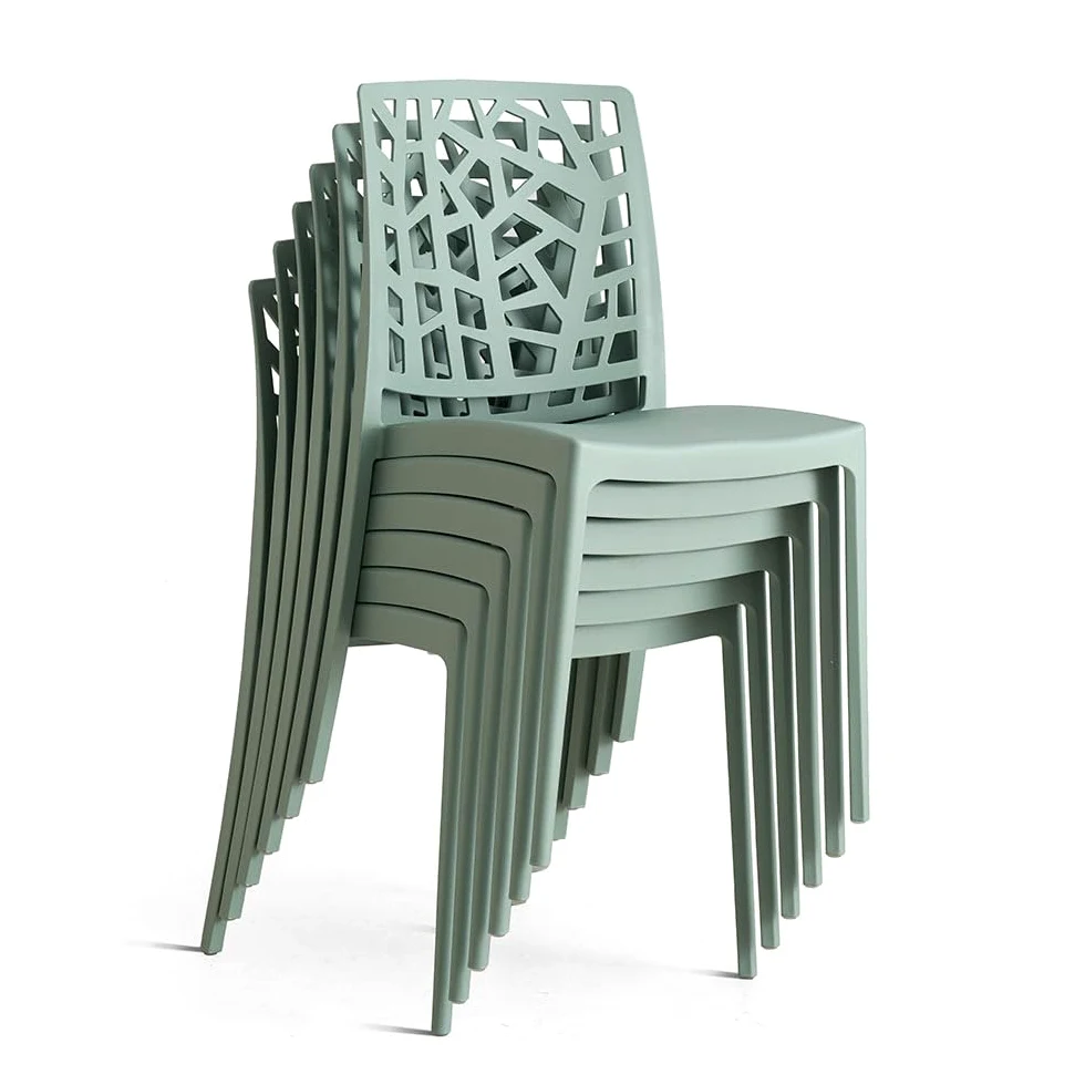 SIEDITI FUORI E DENTRO Chaises de Jardin en polypropylène avec Fibre de Verre, chaises empilables pour extérieur ou intérieur, Design Moderne et Naturel - Trixy (6 chaises, Vert Sauge)
