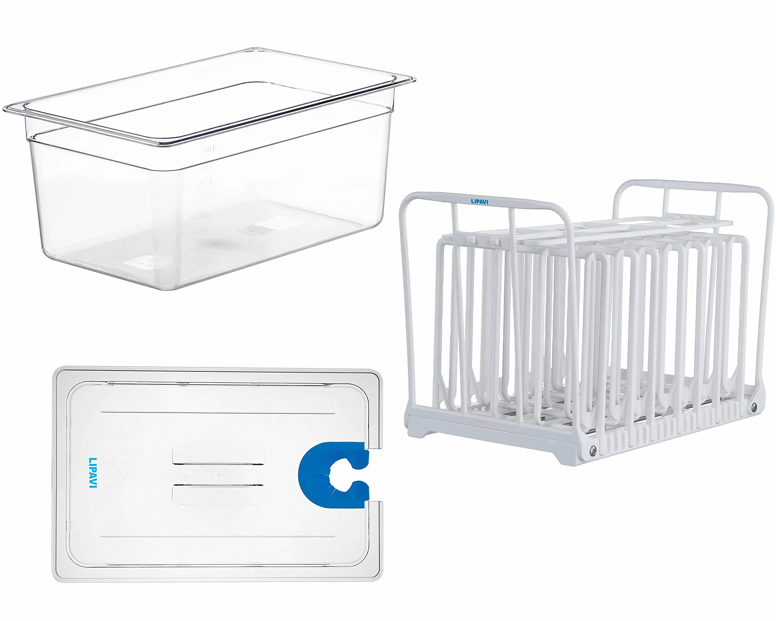 SYSTÈME LIPAVI Sous Vide - Couvercle, récipient et cadre - Cadre en polycarbonate - Couvercle Multi-Fit - Bain-marie 18L - Convient à la plupart des modèles ⌀70mm