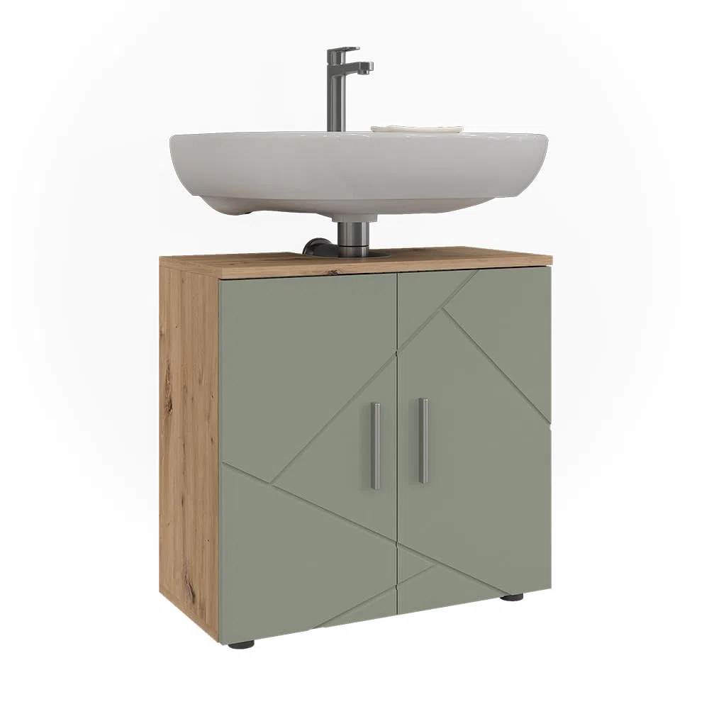Vicco Meuble Vasque Simple Irma, Vert Sauge, 60x59cm, Idéal pour Ranger des Produits de Nettoyage, Serviettes et Articles de Soin