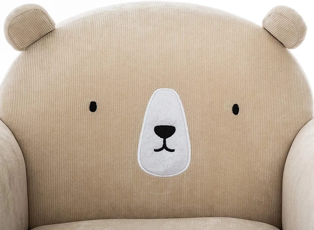 Pack : Fauteuil enfant ours beige + Coussin rond ours beige