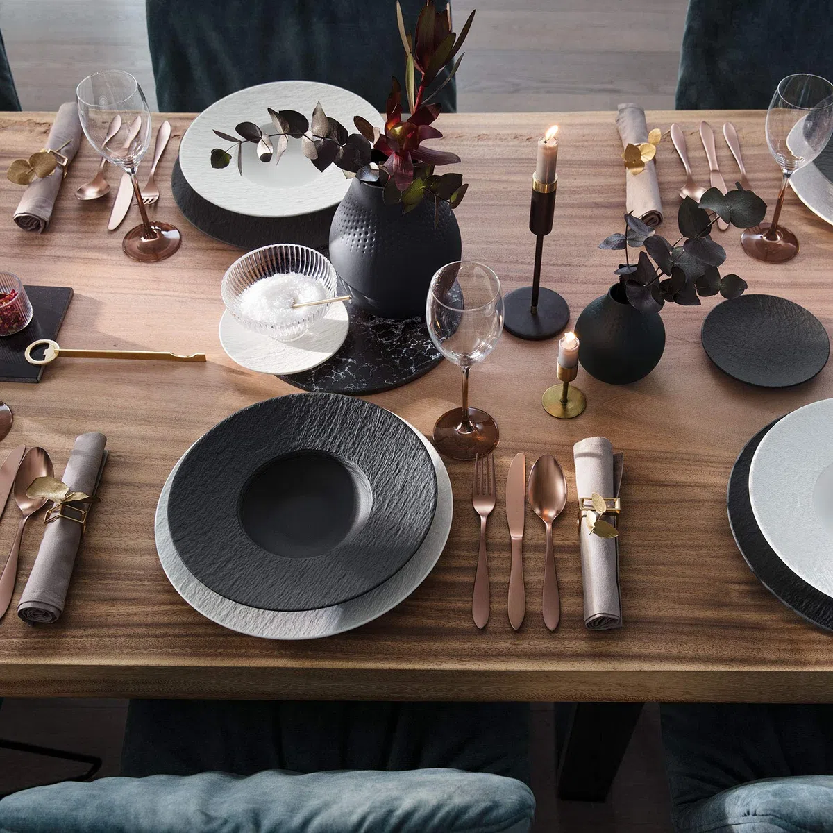 Villeroy & Boch Manufacture Rock Lot de 6 assiettes à pain en porcelaine de qualité supérieure Gris 16 cm