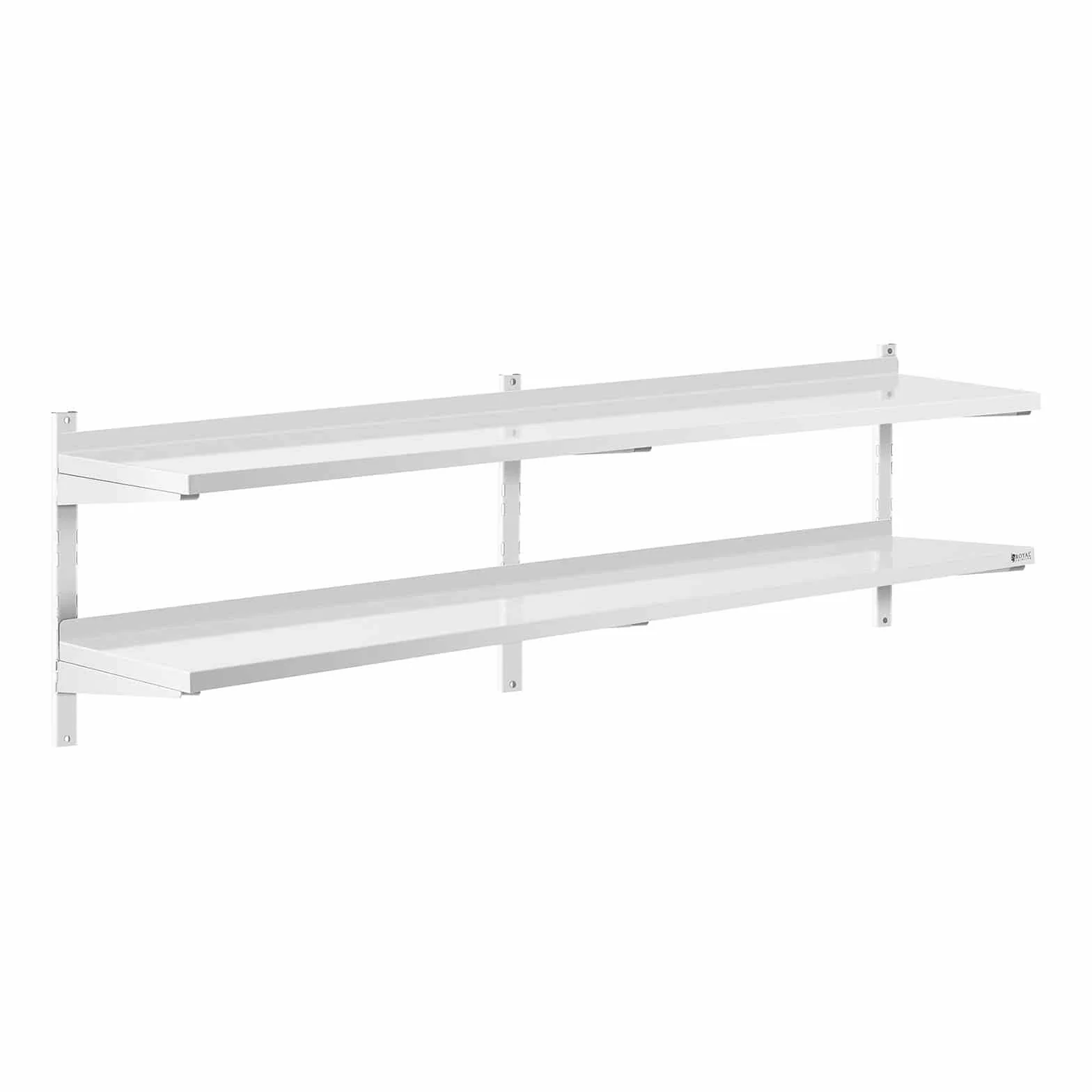 Royal Catering Étagère Murale Cuisine Tablette Flottante INOX 200 cm RCWR-2000.4 (200 x 40 cm, Pose Murale, Épaisseur 3,5 cm, Capacité 40 kg)