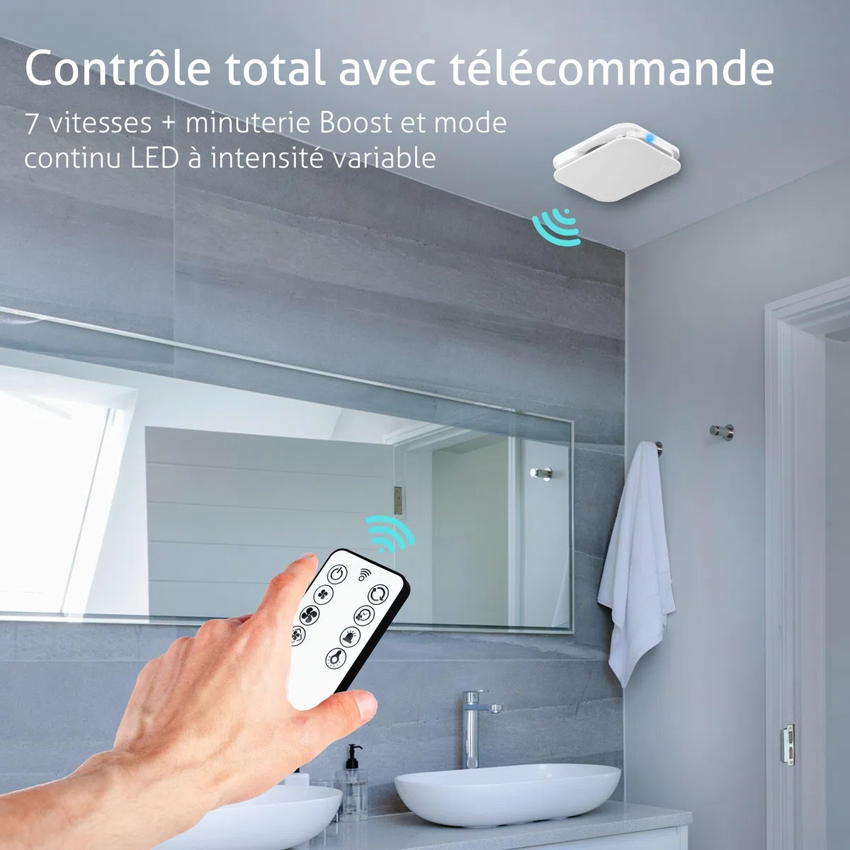 Turbionaire Trend Plus 100 mm Ventilateur, Extracteur de Salle de Bain, Télécommande, 7 Vitesses + Boost, Minuteur, 22dB, Max. 5.7 W, Multifonction, Garantie 3 Ans, Contre l'Humidité et la Moisissure