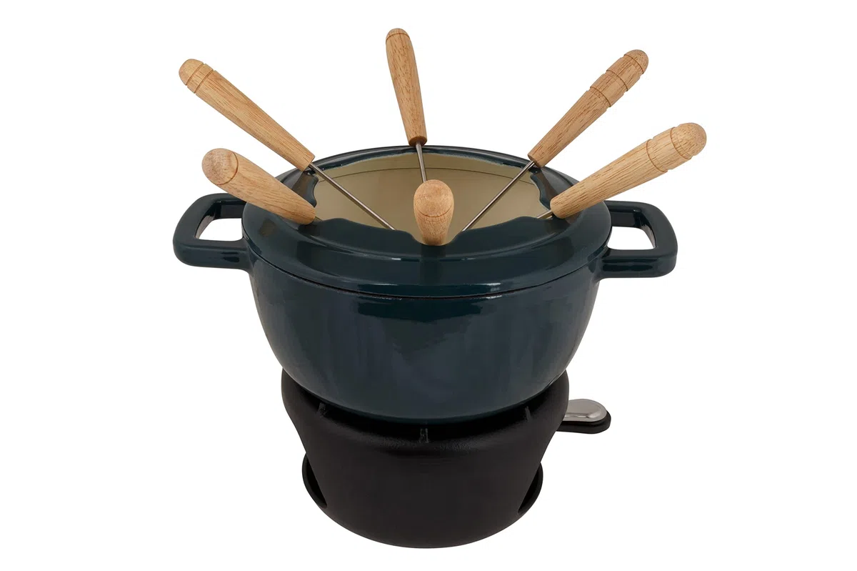 Cosy & Trendy Service à fondue en fonte "FONTESTIC" 6 personnes-Vert Héron-D18 Cm