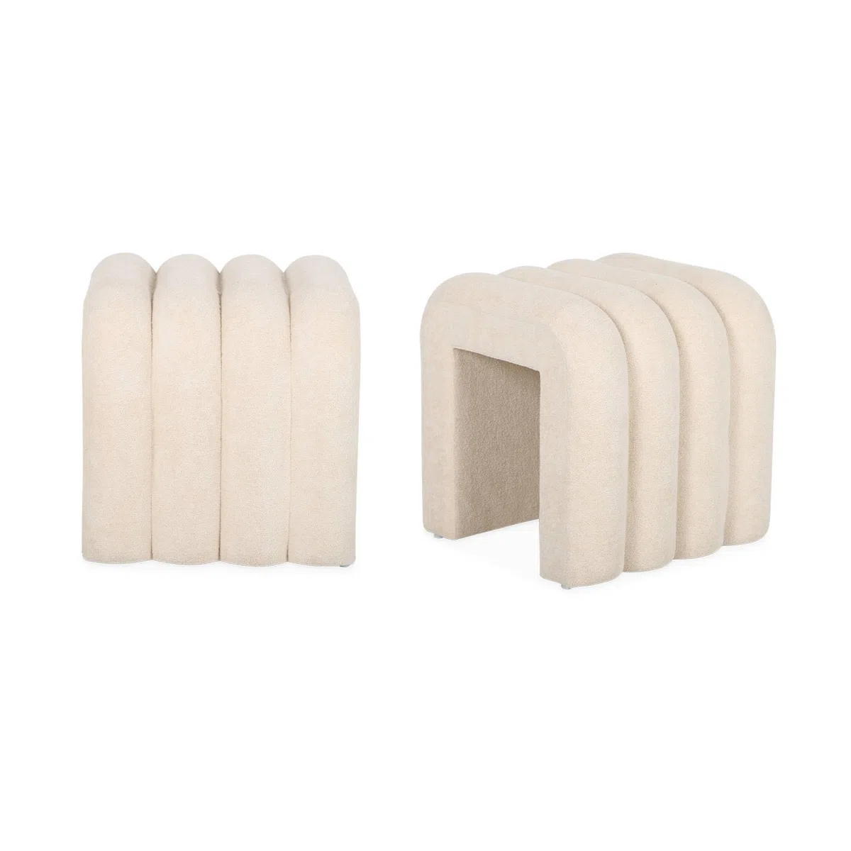 sweeek - Set de 2 poufs contemporains en Tissu Beige