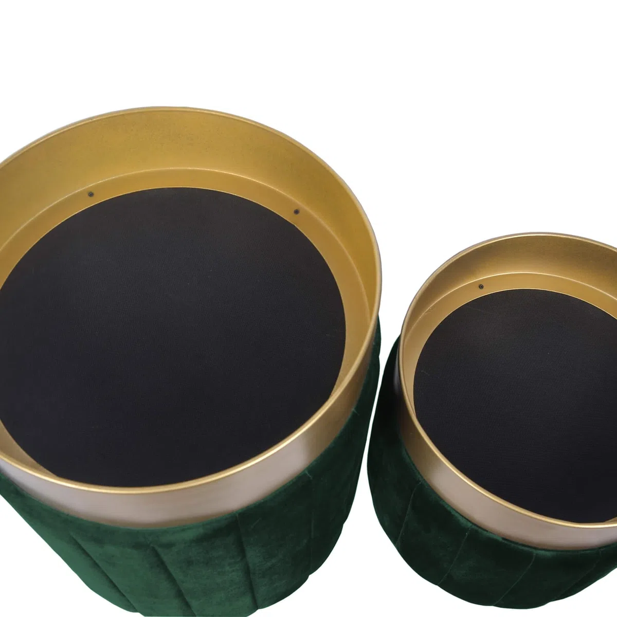 Rebecca Mobili Lot de 2 Poufs en Velours, Tabouret, Vert, MDF Fer, avec Rangement, pour Salon Chambre À Coucher - Dimensions HxLxP : 44 x 35 x 35 cm - Art. RE6834