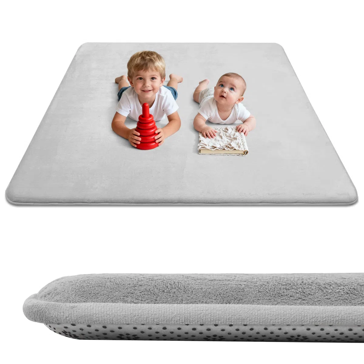 Wdmiya Tapis d'éveil Bébé 200x150x3cm, Tapis de Jeu avec Mousse Rembourrée et Fond Antidérapant Tapis, Tapis De Motricité Favorisant Le Développement Sensoriel, Cadeau Naissance Bébé(Gris, 200x150cm)