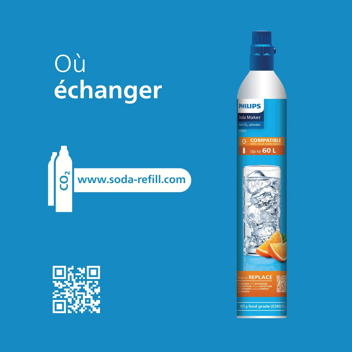 Philips ADD4902BKA/10 GoZero Machine à gazéifier 3 bouteilles d'eau en plastique sans BPA de 1 l, 1 cylindre de CO2 pour jusqu'à 60 l d'eau gazeuse, noir