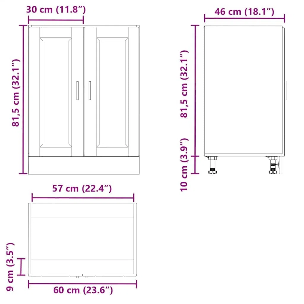 vidaXL Armoire de Cuisine Porto Blanc Brillant Bois ingénierie