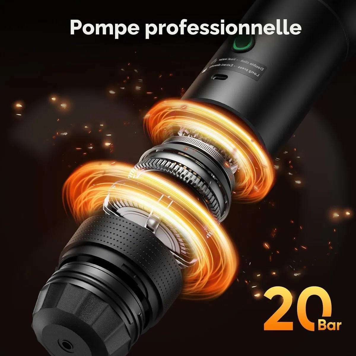 Cafetière Portable 3 en 1, Cafetiere Rechargeable Expresso Machine a Cafe compatible avec capsules Ness-preso, Dolce-Gusto et café moulu, pour Bureau, Maison, Voyage