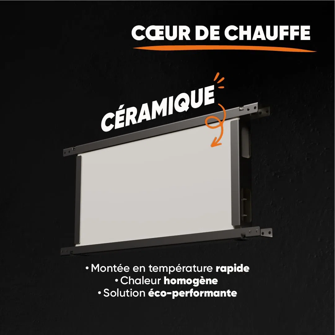 Radiateur électrique fixe connecté WIFI à inertie sèche céramique 2000W Bestherm LESSO CONNECT horizontal blanc