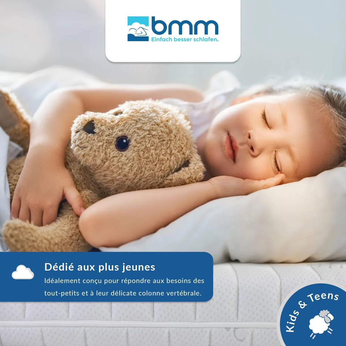 BMM Matelas pour Enfant UpMat 90 x 200cm H2 pour Lits superposés/Matelas en Mousse Froide certifié Öko-Tex/Adapté à Tous Les Lits superposés Courants/Matelas de Conception Allemande