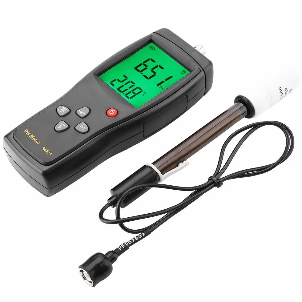 AS218 pH-mètre Numérique de qualité de l'eau, Humidimètre avec Boîte de Rangement et Sonde pour Piscine