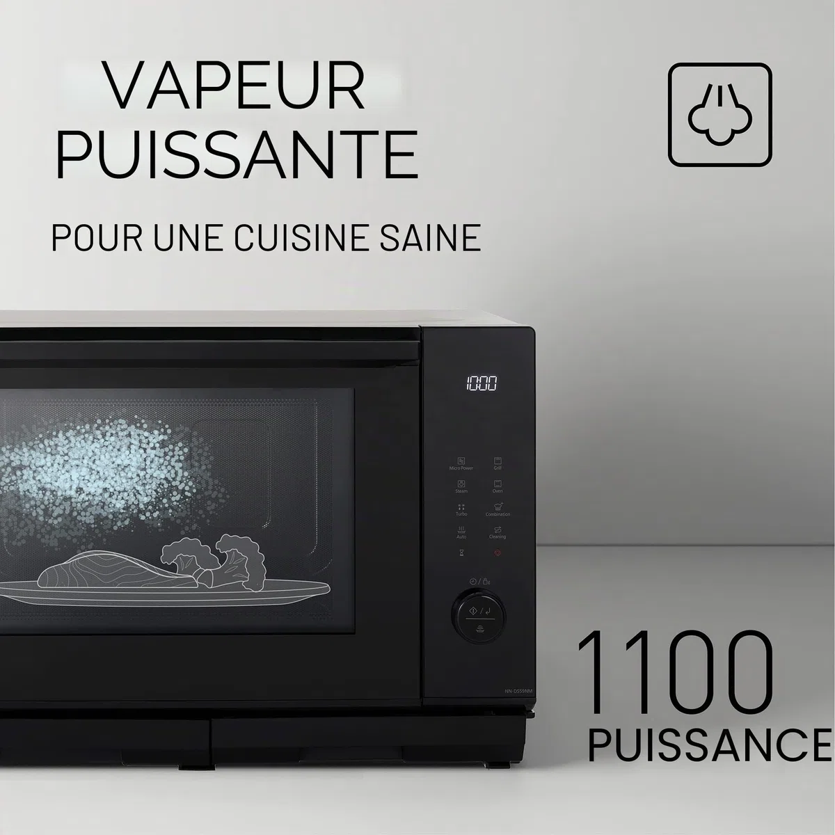 Panasonic NN-DS59NMETG Four à micro-Ondes Combiné 4-en-1 avec Gril, 27 Litres, 1000W, Cuisson à Deux niveaux, Capteur Genius, 32 Programmes Automatiques, Plateau Gril, Nettoyage Facile, Noir