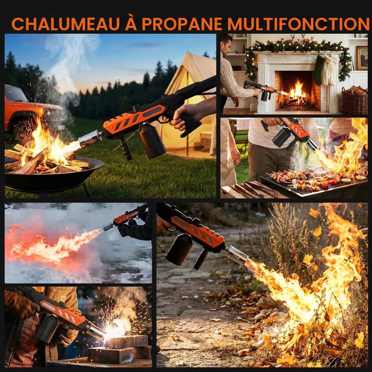 Puissant pistolet-torche au propane, pistolet lance-flammes réglable, torche de cuisine avec design détachable, lance-flammes pour barbecue, cuisson à haute température, soudure, allumeur de charbon