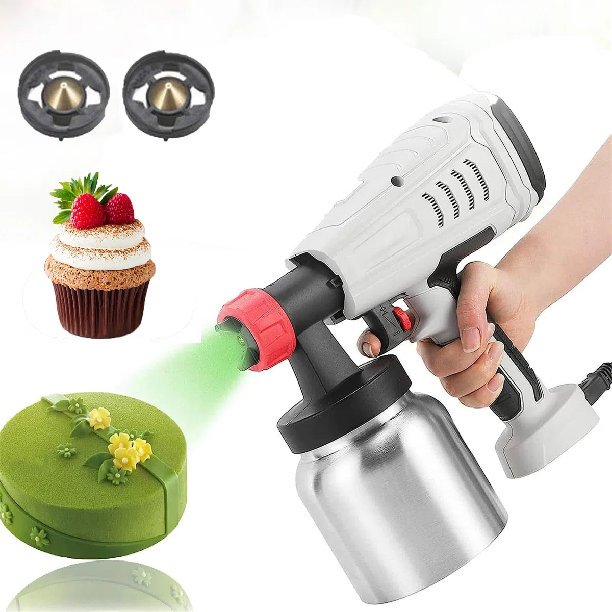 Kit De Pistolet à Pulvérisation De Chocolat 500w/800w, Aérographe électrique De Décoration De Gâteau 800ml Avec 3/2 Buses, Volume De Pulvérisation Réglable Pour La Pâtisserie, Les Desserts, Et L 800W