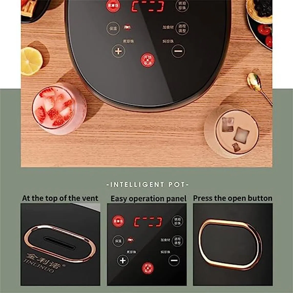 Pot de Perles 5L entièrement Automatique, cuiseur de Perles de Tapioca Commercial pour Le thé Boba, Le thé à Bulles et Le thé au Lait, écran Tactile 900W