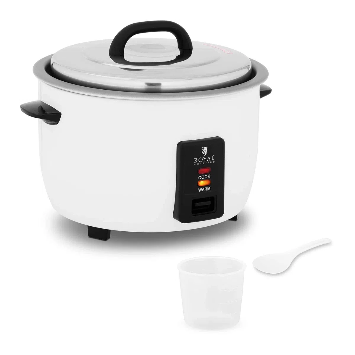 Royal Catering Autocuiseur À De Riz 1 550 W 10 litres Boîtier Inox Cuve Aluminium Antiadhésive Verre Mesureur et Cuillère Cuiseur Vapeur Cuit-Riz Cuit Riz Électrique