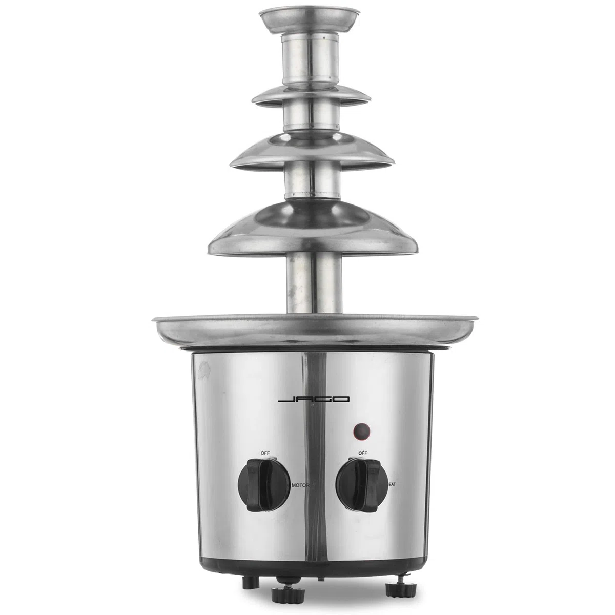 Jago® Fontaine à Chocolat 275 W - 4 Étages, Capacité 1 kg, Électrique, H 39 cm, en Acier Inoxydable, Lavable dans le Lave-Vaisselles, Argenté - Fondue au Chocolat, Fruits