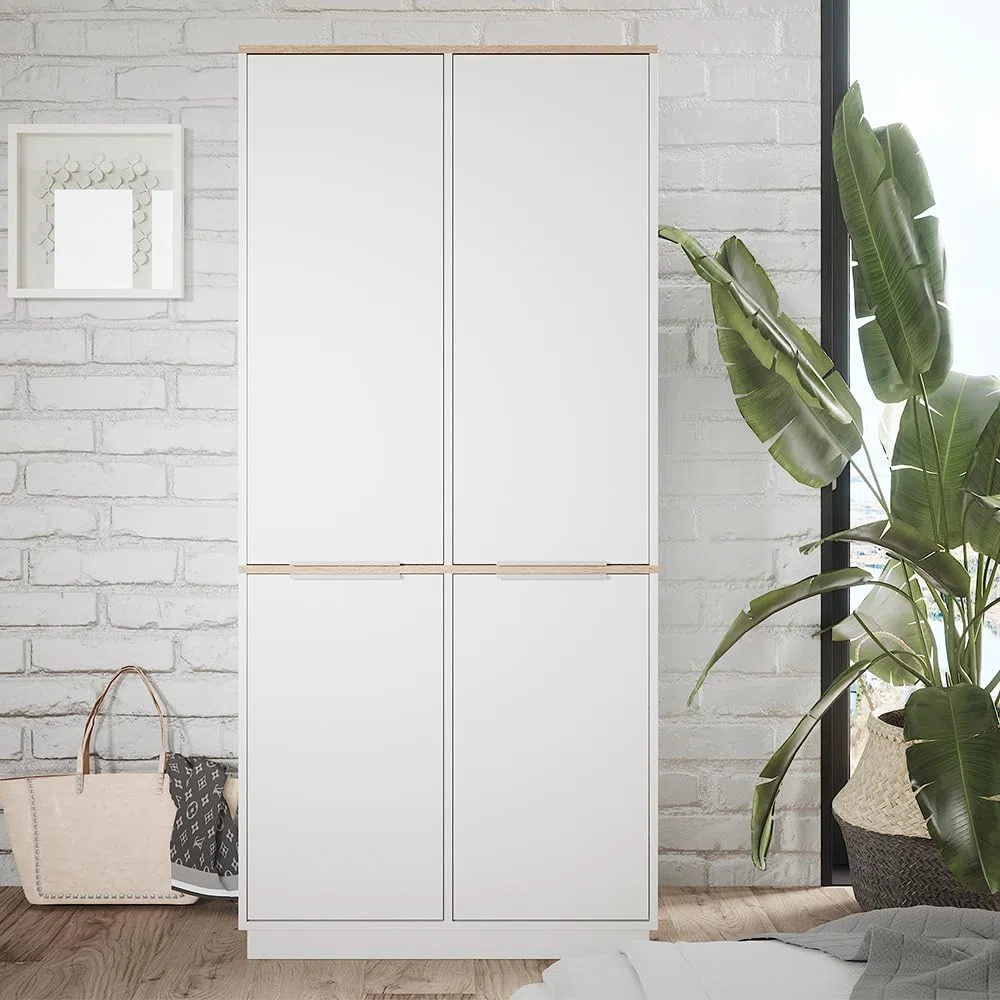 Vicco Étagère à dossiers Betti, Blanc/Sonoma, 82x179cm avec 6 étagères, pour Le Rangement des vêtements et Compatible avec des Meubles de la même série