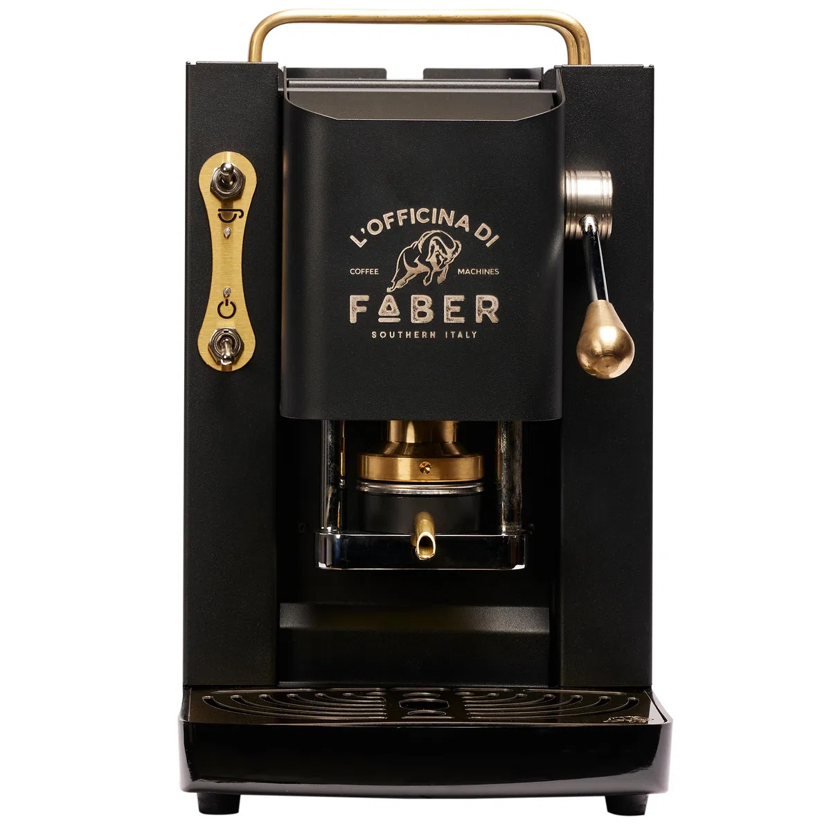 Faber Pro Deluxe Machine à café en laiton avec dosettes en papier glacé 44 mm + 20 dosettes Emozioni (noir)