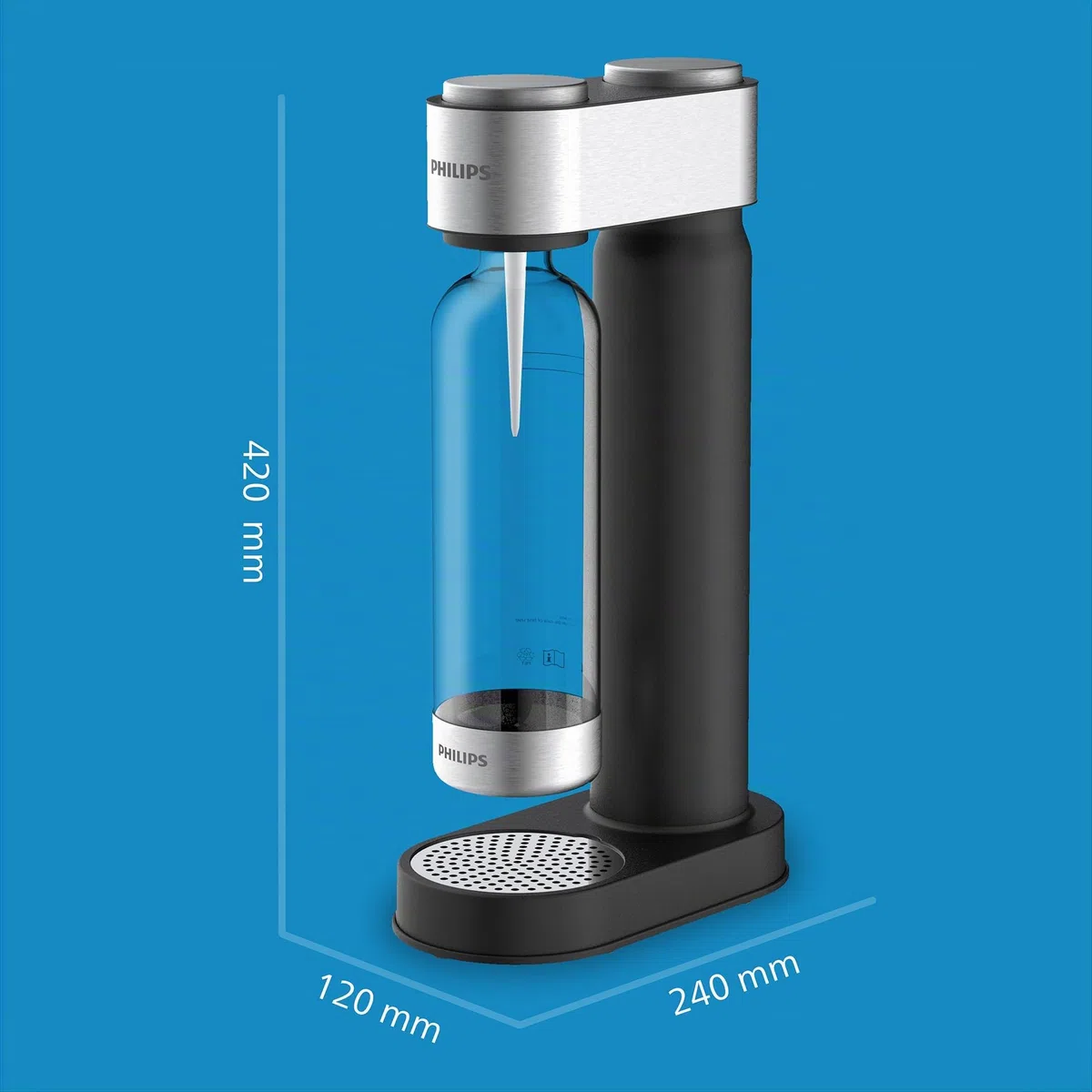 Philips ADD4902BKA/10 GoZero Machine à gazéifier 3 bouteilles d'eau en plastique sans BPA de 1 l, 1 cylindre de CO2 pour jusqu'à 60 l d'eau gazeuse, noir