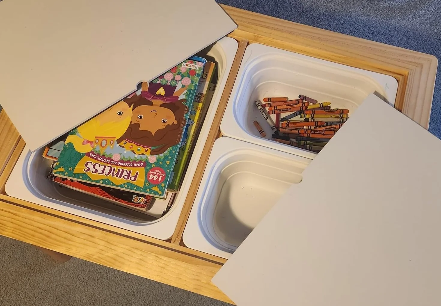 Asweets Table pour Enfants, Sensorielle en Bois, Multifonctionnelle de Sable d'activité, Table Sable et Eau avec 3 Bassins Pliants et 2 Couvercles, pour Étude et Repas