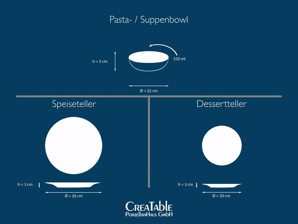 CreaTable, 21551, Série Nordic Fjord Blue, service de vaisselle 18 pièces, set d'assiettes en grès.