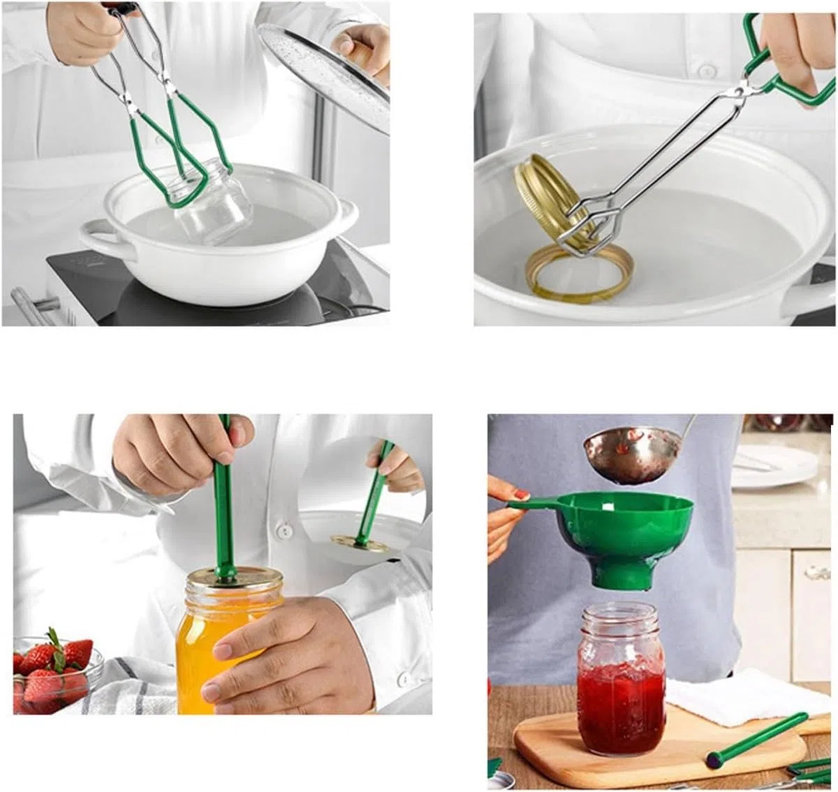 Marmite en acier inoxydable de 20l, kit de démarrage pour débutants avec support, pinces, lève-bocaux. Fonctionne sur toutes les cuisinières, y compris l'induction, le gaz (Bocs non inclus-vert)