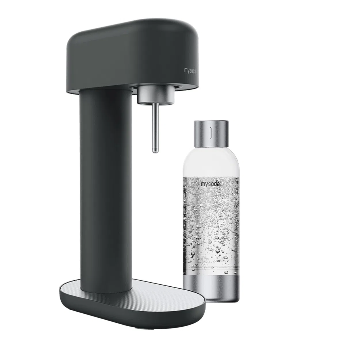 Mysoda Ruby 2 - Machine à eau pétillante design avec une bouteille d'eau en PET (sans cylindre de CO2) - Noir-Argent
