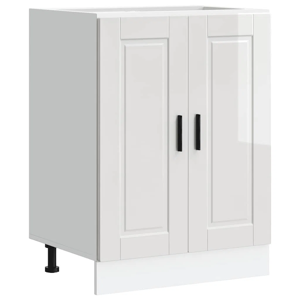 vidaXL Armoire de Cuisine Porto Blanc Brillant Bois ingénierie