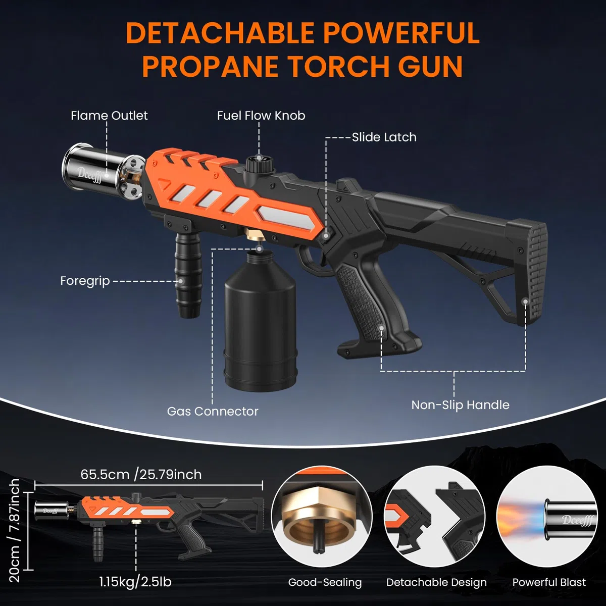 Puissant pistolet-torche au propane, pistolet lance-flammes réglable, torche de cuisine avec design détachable, lance-flammes pour barbecue, cuisson à haute température, soudure, allumeur de charbon