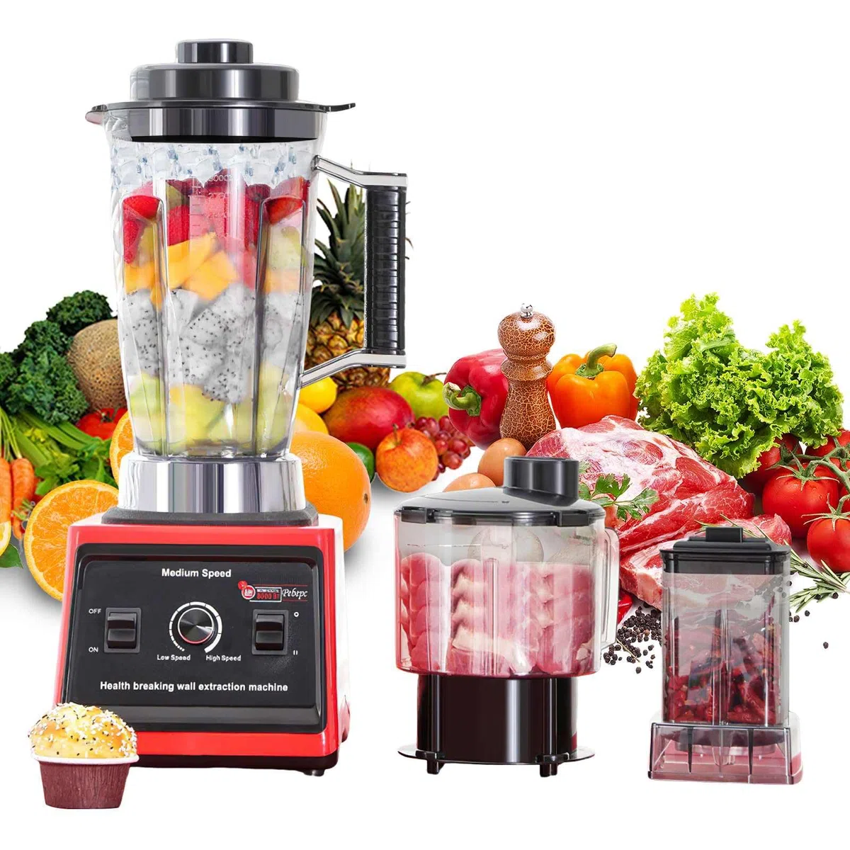 9500W 3-En-1 Blender Mixeur Multifonctions, Portables 3L+1.5L+0.5L Sans BPA,Blender Smoothie Professionnel,Lames en Inox,15 Réglages Vitesse,pour Smoothies,Shakes,Glace Pilée (3 en 1 Mixeur Blender)