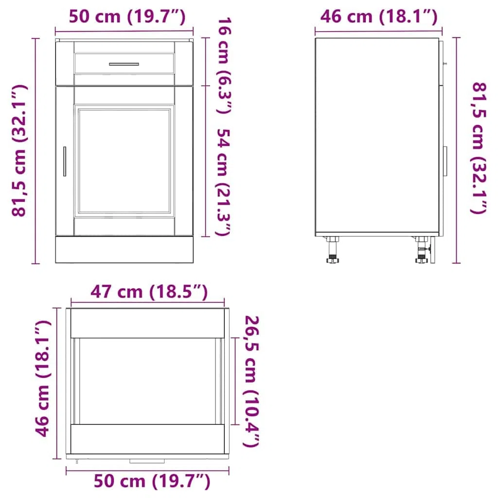 vidaXL Armoire de Cuisine Porto Noir Bois d'ingénierie