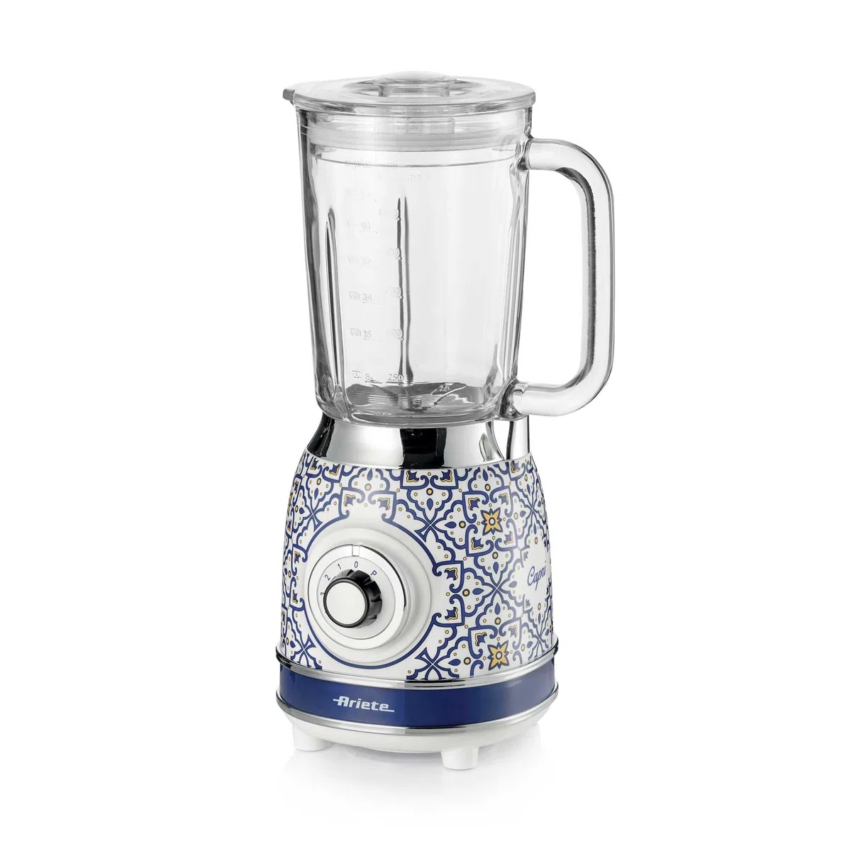 Ariete 583 Capri, Blender Mixeur Électrique en Verre de 1,5 Litres, 4 Vitesses + Pulse avec Fonction Broyeur de Glace, 4 Lames en Acier Inox, 1000 Watts, Smoothies, Milkshakes et Granités
