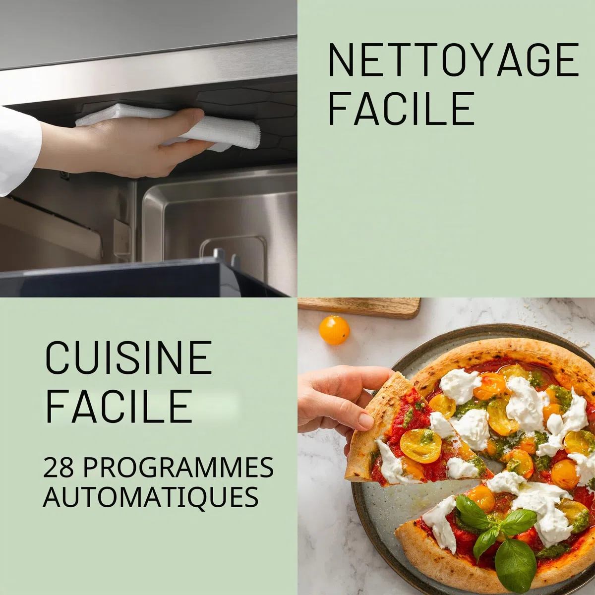 Panasonic NN-DS59NMETG Four à micro-Ondes Combiné 4-en-1 avec Gril, 27 Litres, 1000W, Cuisson à Deux niveaux, Capteur Genius, 32 Programmes Automatiques, Plateau Gril, Nettoyage Facile, Noir