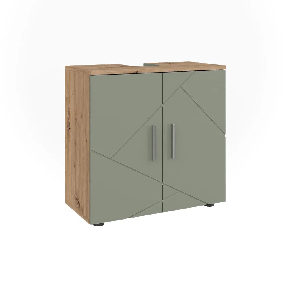Vicco Meuble Vasque Simple Irma, Vert Sauge, 60x59cm, Idéal pour Ranger des Produits de Nettoyage, Serviettes et Articles de Soin