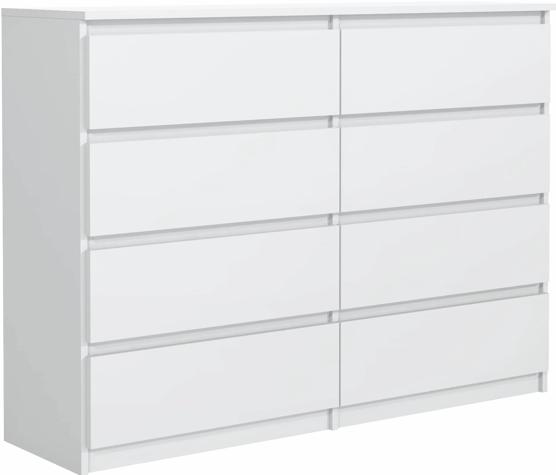meble masztalerz Commode Chambre avec 8 Tiroirs - Meuble de Rangement pour Salon et Entrée Couloir - Spacieuse et Design - Blanc - 120x101,5x39 cm