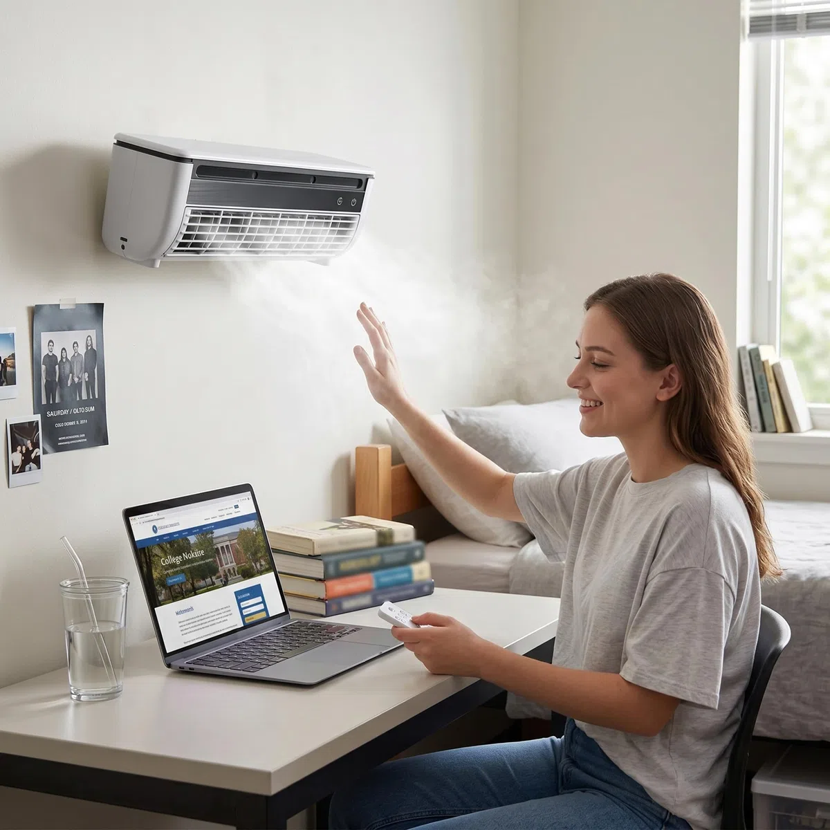 Ventilateur de climatisation, mini climatiseur et ventilateur de climatisation, refroidisseur brume mural sans perçage, rechargeable 6000 mAh, blanc, mini climatiseur