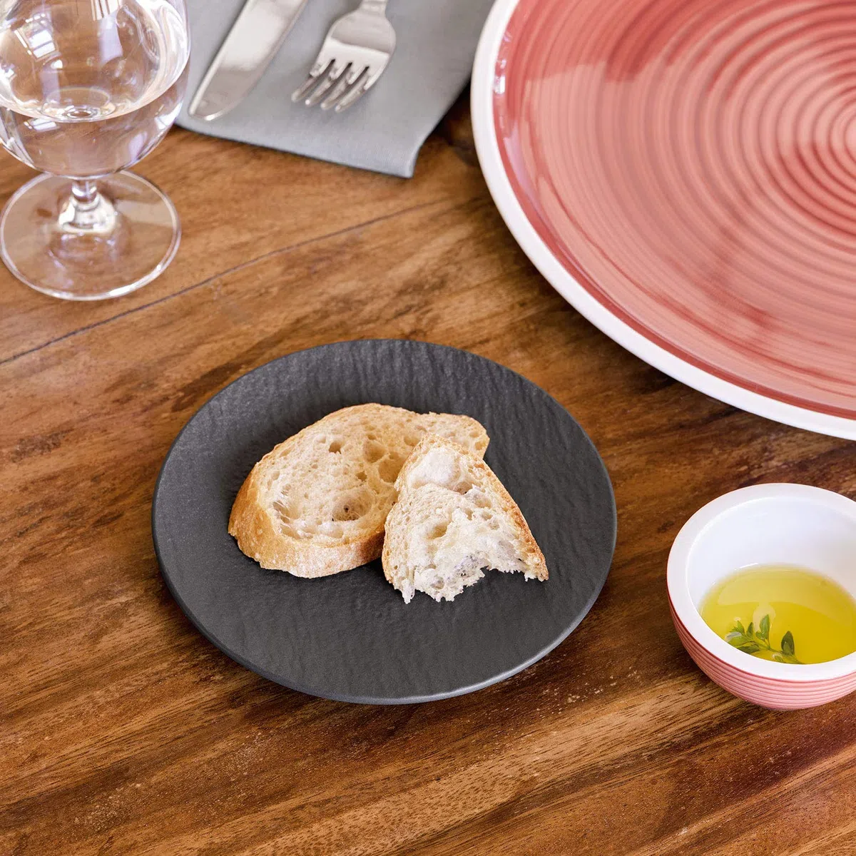 Villeroy & Boch Manufacture Rock Lot de 6 assiettes à pain en porcelaine de qualité supérieure Gris 16 cm