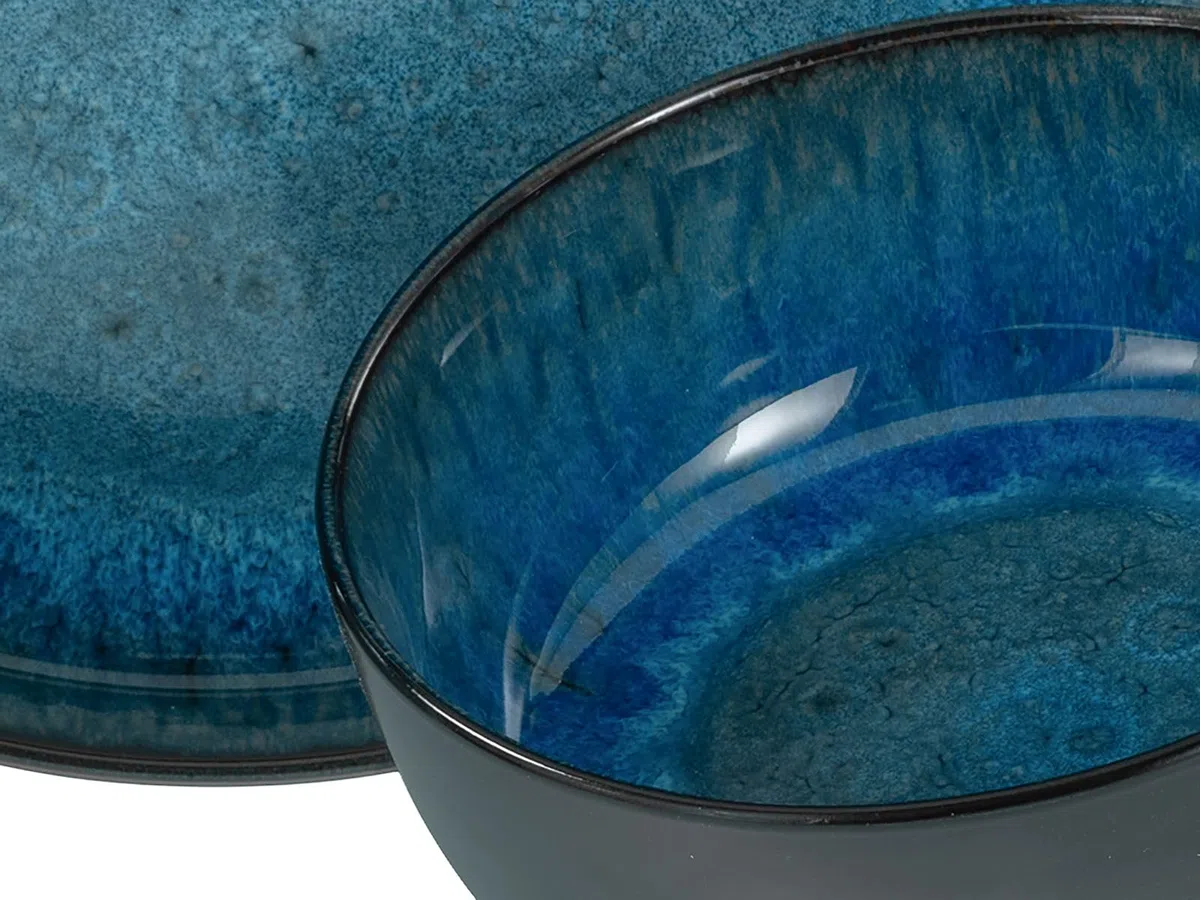 CreaTable, 21551, Série Nordic Fjord Blue, service de vaisselle 18 pièces, set d'assiettes en grès.