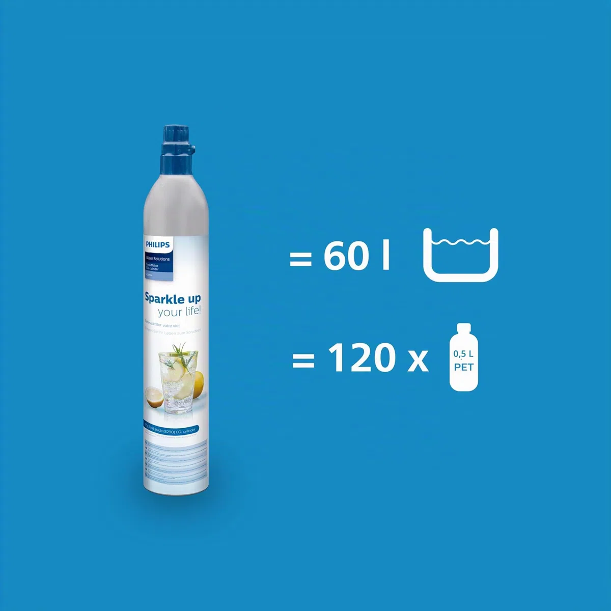 Philips ADD4902BKA/10 GoZero Machine à gazéifier 3 bouteilles d'eau en plastique sans BPA de 1 l, 1 cylindre de CO2 pour jusqu'à 60 l d'eau gazeuse, noir