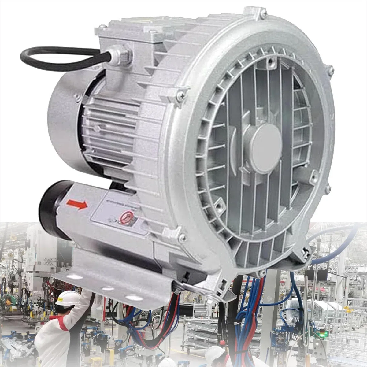 Ventilateur régénératif Industriel,Souffleur annulaire Vortex Haute Pression, pour Piscine, Jacuzzi, Spa, Engrais, Pompe à air, Pompe soufflante,220V,550W/0.75HP