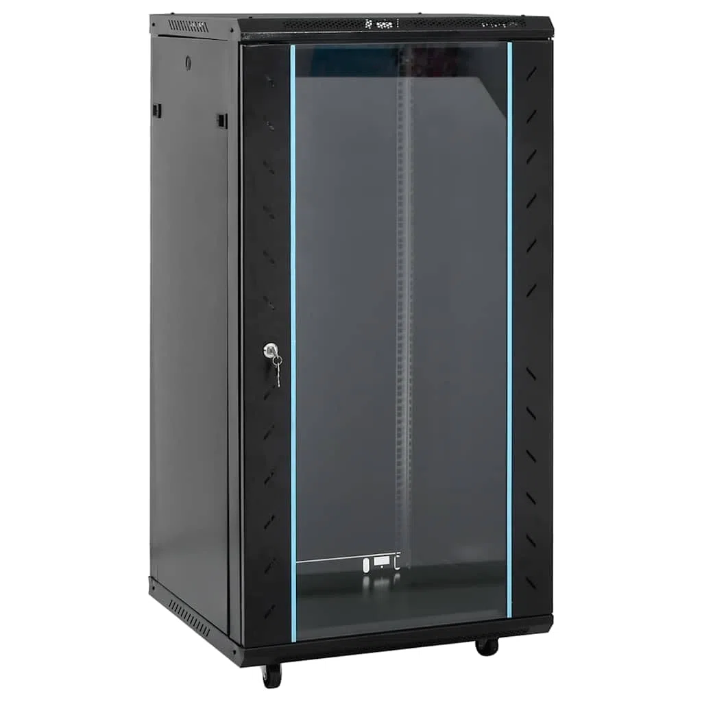 vidaXL Coffret de réseau 22U 19" IP20 Noir 60x60x120 cm, Coffret de réseau sur Pied, Armoire de données, Support de réseau