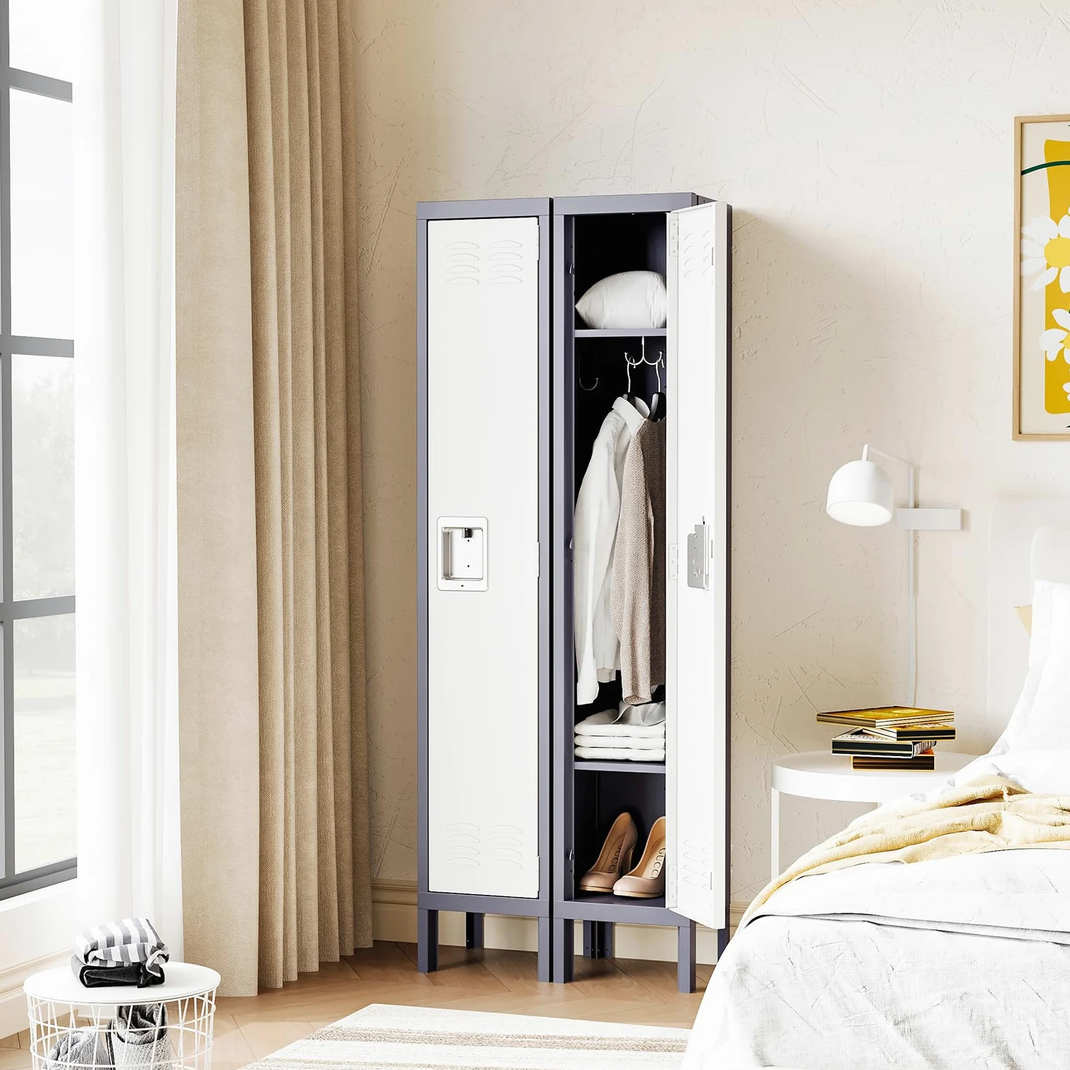 Sightlife Casier vestiaire Vestiaire Metallique Armoire de Bureau Chambre métallique Armoire de Rangement avec étagères 168x31x31cm