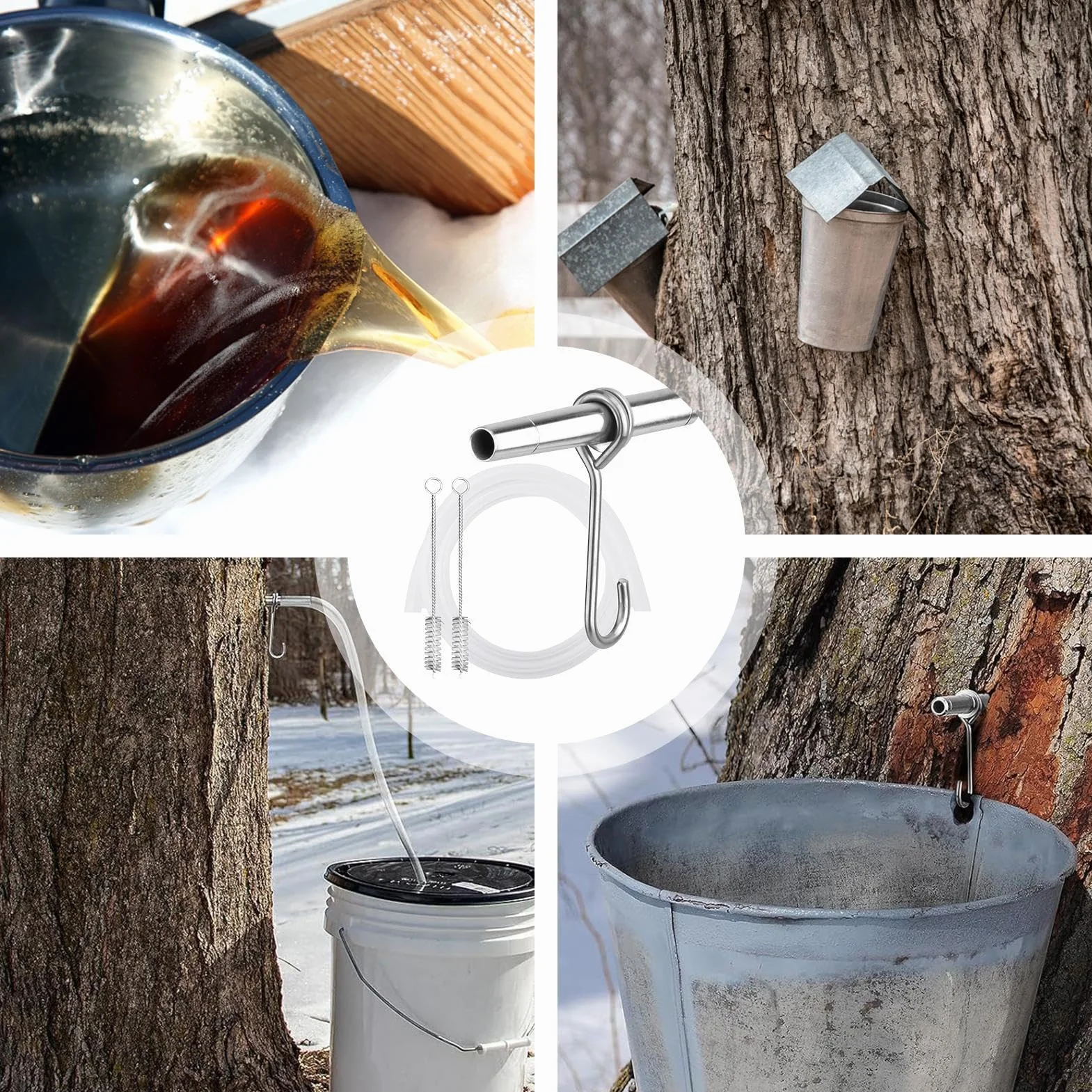 Robinet de pommetière en érable - Robinets de sirop d'érable - Crochets pour seau à jus d'érable - Fournitures sûres et économes en énergie - Ensemble de pommes de pin liquide pour récolte de jus
