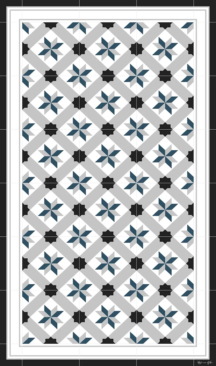 DobleUve Estudio Tapis Vinyle 23 | Noire | 80x200 cm | Cuisine, Salon Antidérapant Antifongique Ignifuge | Enfants, Bain PVC