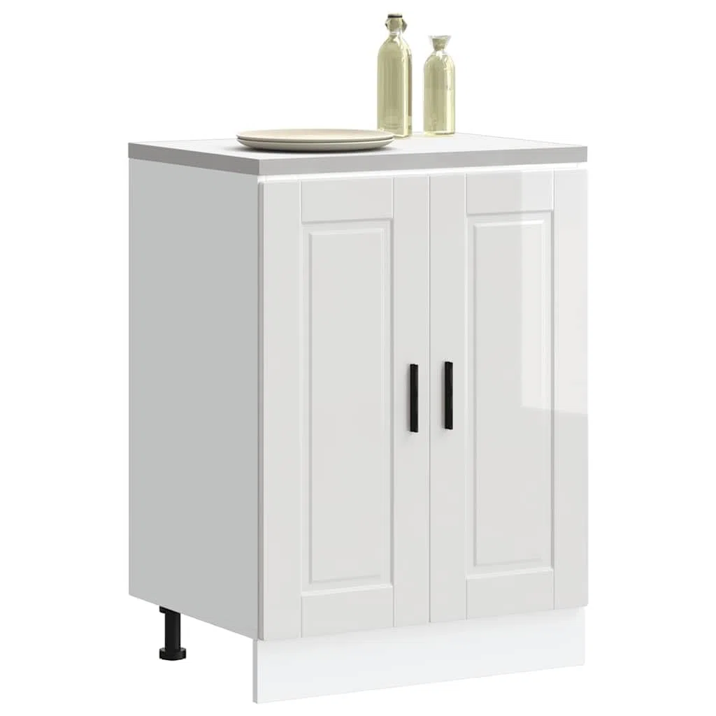 vidaXL Armoire de Cuisine Porto Blanc Brillant Bois ingénierie